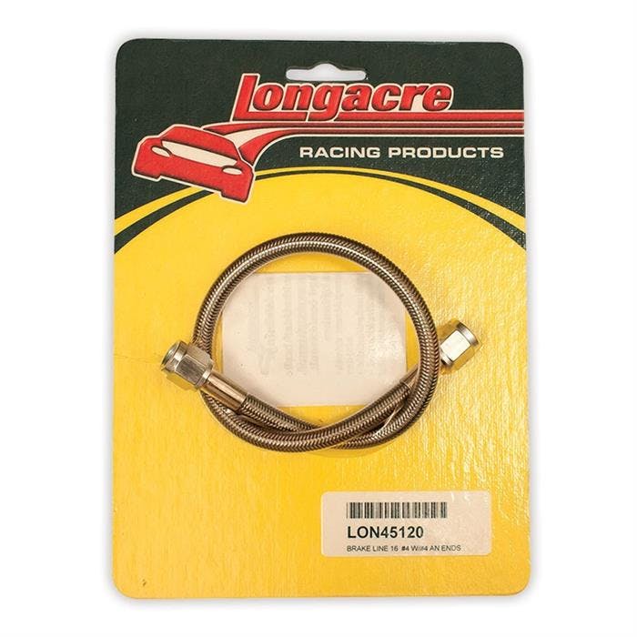 Longacre® 52-45120 Brake line - 16 in #4 w/ #4 AN both ends