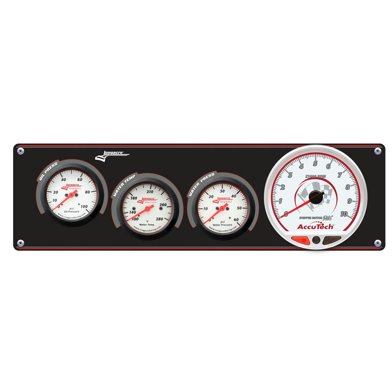 Longacre 52-46909 Sportsman Elite 3 Gauge Panel, Tach/Oil/Water