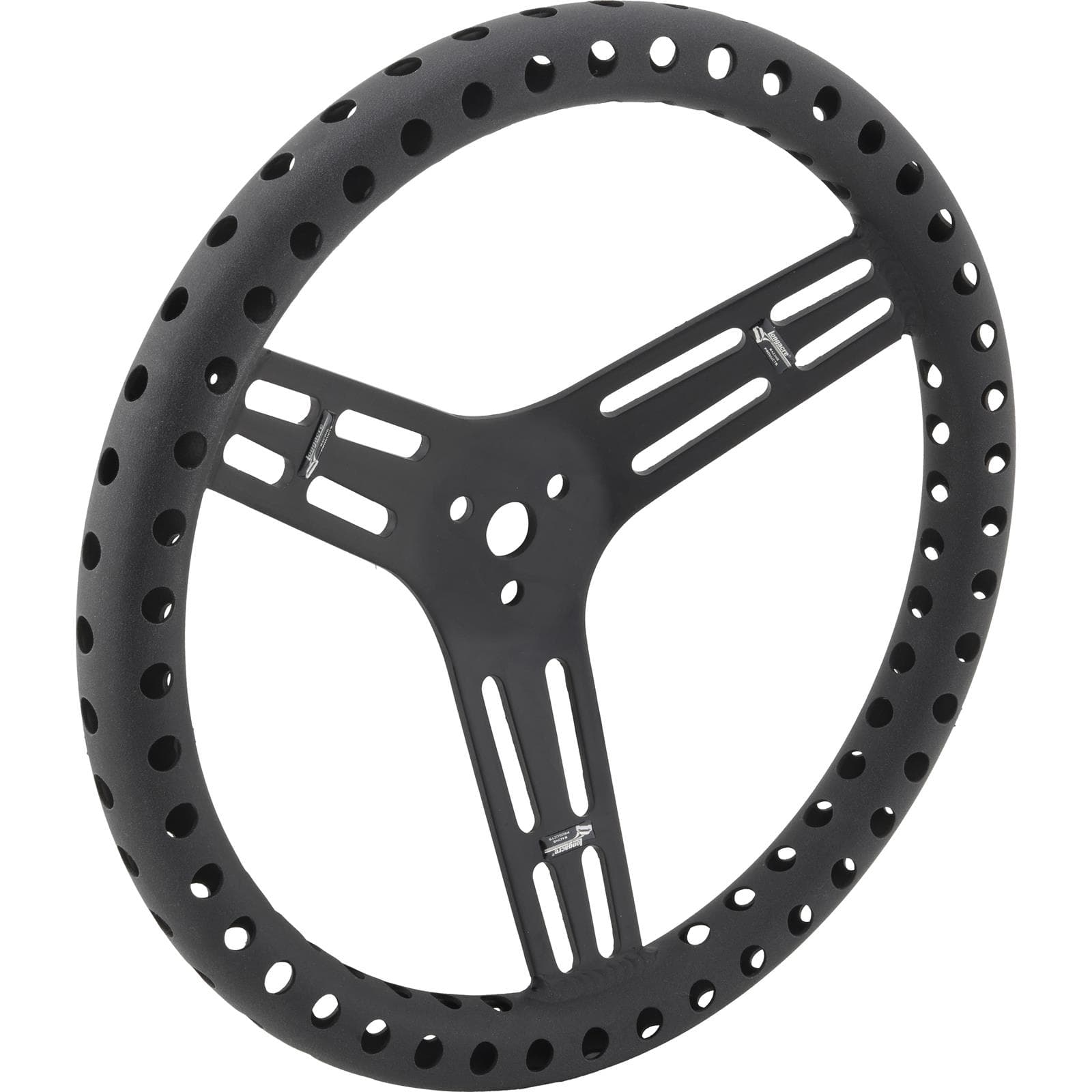 Longacre® 52-56833 14" Alum Drilled Steering Wheel, Dish, Blk