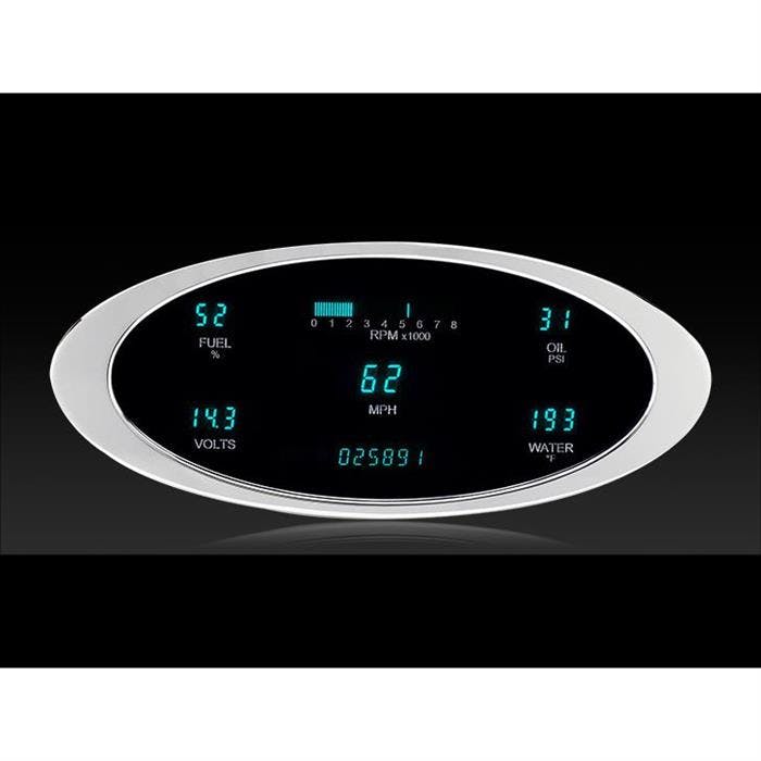 Dakota Digital VFD3-1011-T VFD3 Elliptical 5 Gauge, Brushed/Teal