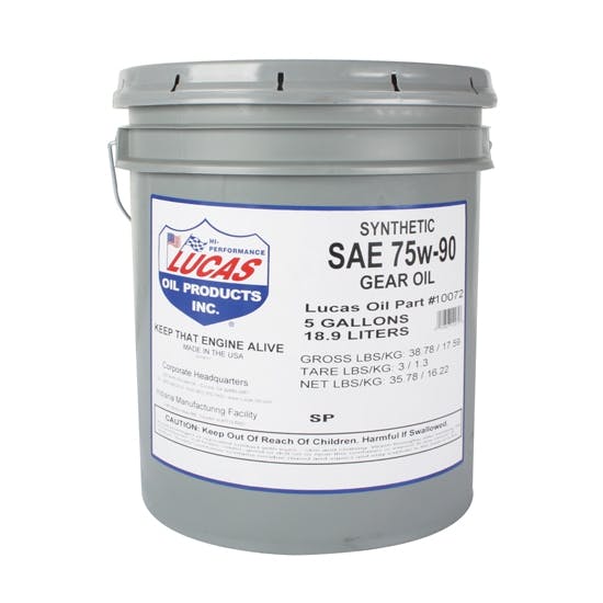Lucas 10072 SAE 75W-90 Synthetic Racing Gear Oil, 5 Gallon