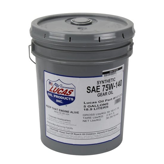 Lucas Oil 10123 SAE 75W140 Synthetic Racing Gear Oil, 5 Gallon