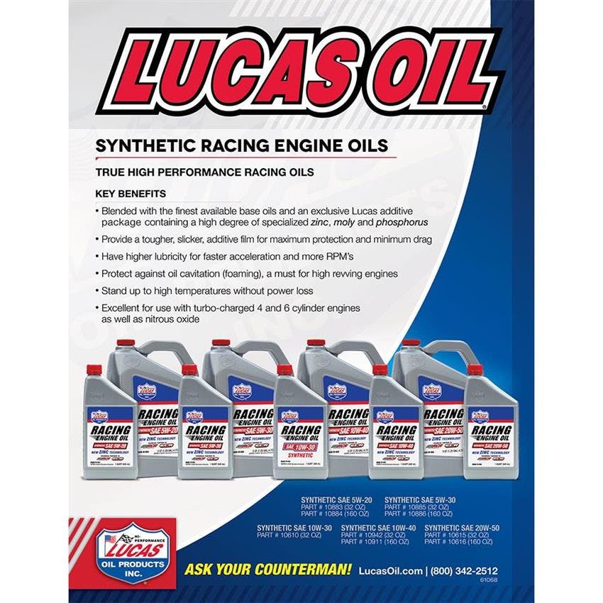 Lucas Oil 10616 Racing 20W50 Motor Oil, 5 Quart Jug