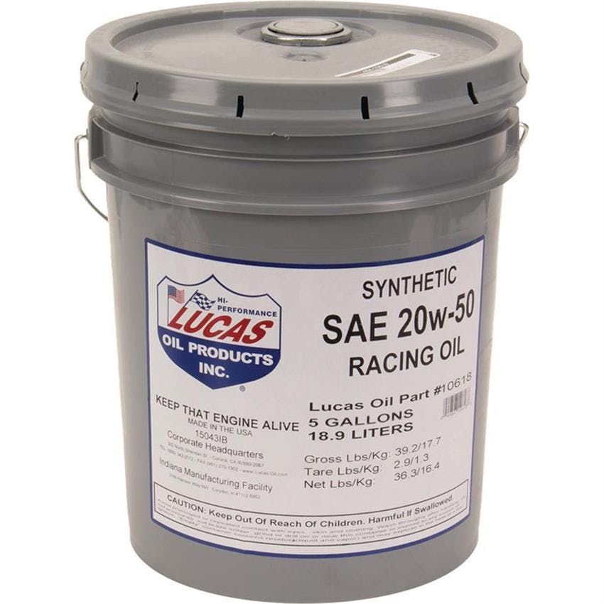 Lucas Oil 10618 High Performance Synthetic Racing Motor Oil 20W50