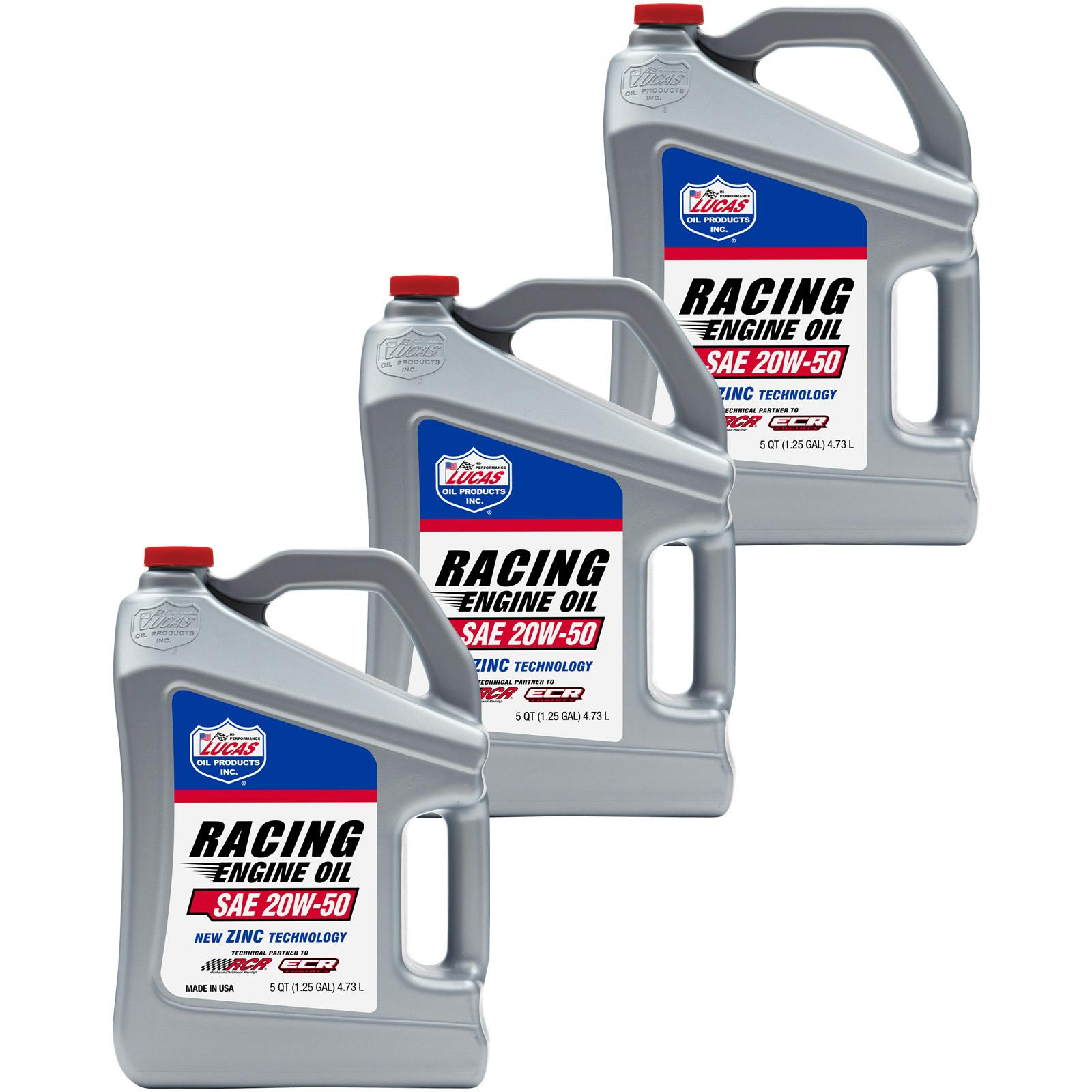 Lucas Oil 10621 Engine Oils, 20W50 Racing Oil, 3 X 5Qt