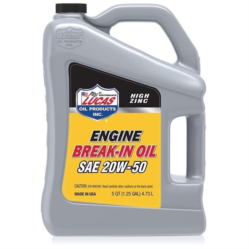 Lucas Oil Break In Engine Oil, 20W50, 5 Quart Jug, Each