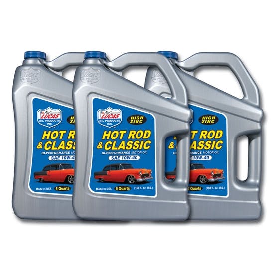 Lucas Oil 10683 SAE 10W40 Hot Rod Engine Oil, Three 5 Quart Jugs