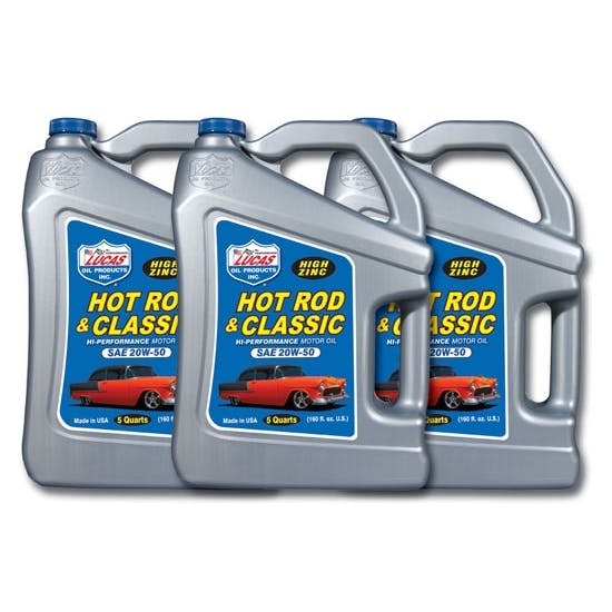 Lucas Oil 10684 SAE 20W50 Hot Rod Engine Oil, Three 5 Quart Jugs