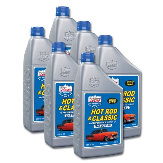 Lucas Oil 10689 SAE 20W50 Hot Rod Engine Oil, 6 Quart Case