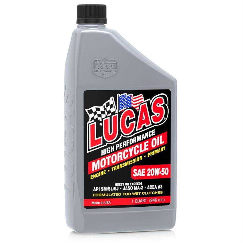 Lucas Oil 10700 20W50 Conventional Motorcycle Oil, 1 Quart Bottle