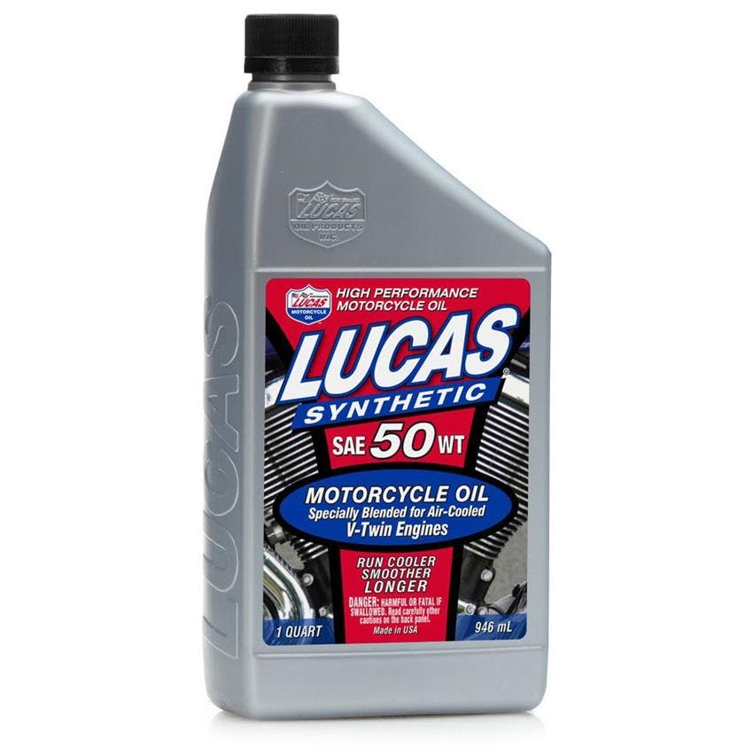 Lucas Oil 10765 Synthetic SAE 50W V-twin MC Oil, 1 Quart, Case/6