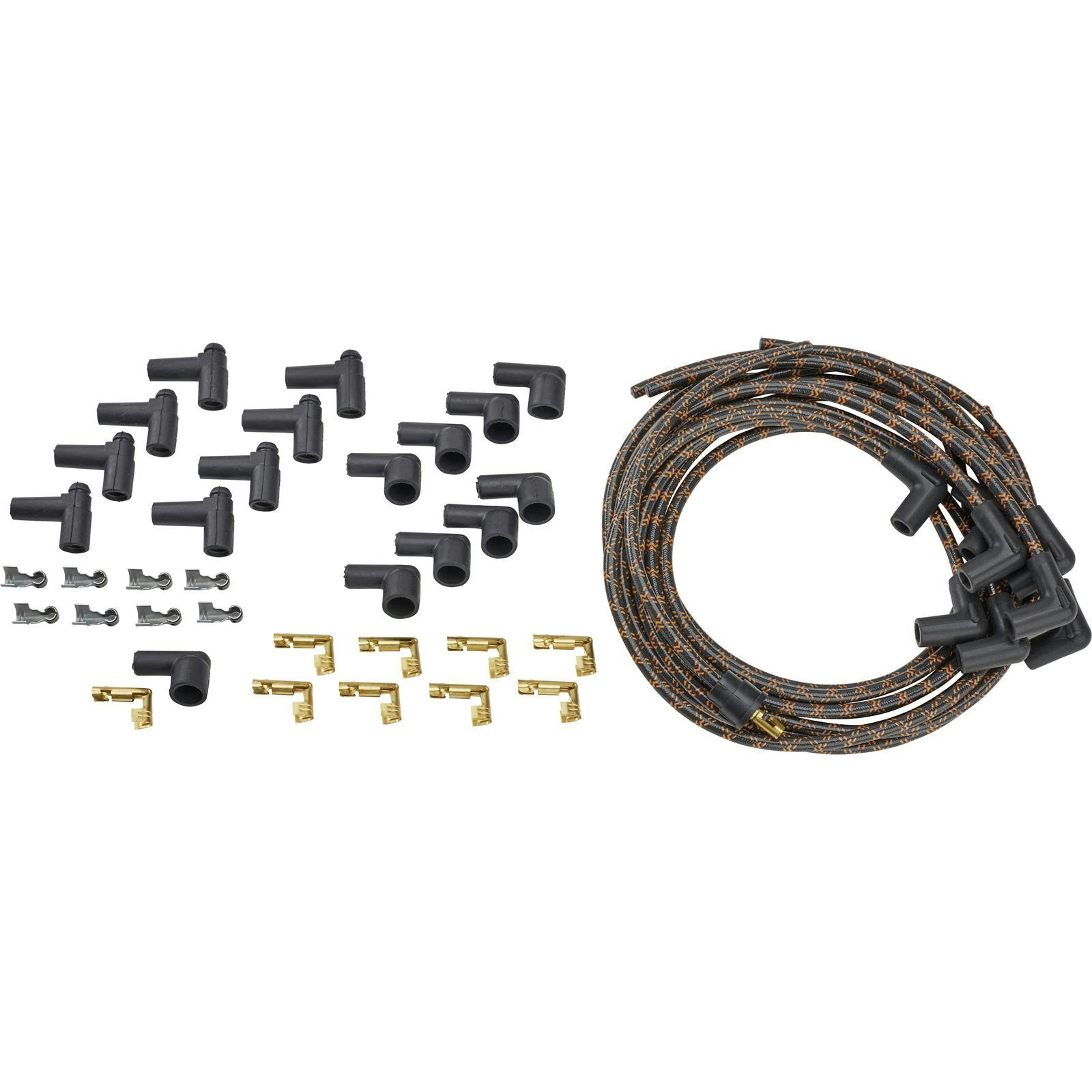 Lokar PW-1002 Cloth Covered Spark Plug Wire, Black/Orange Tracer