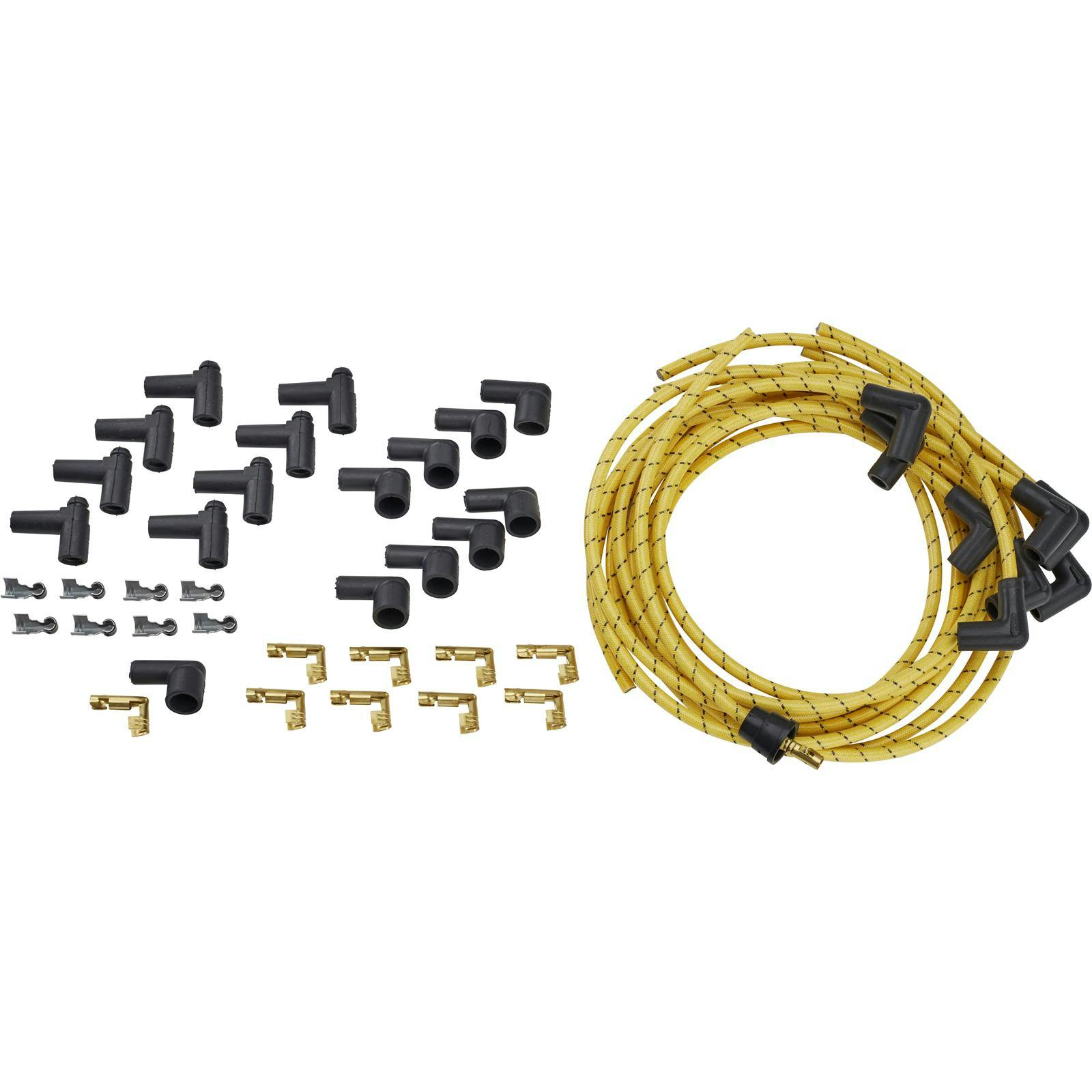 Lokar PW-1003 Cloth Covered, Spark Plug Wire, Yellow/Black Tracer