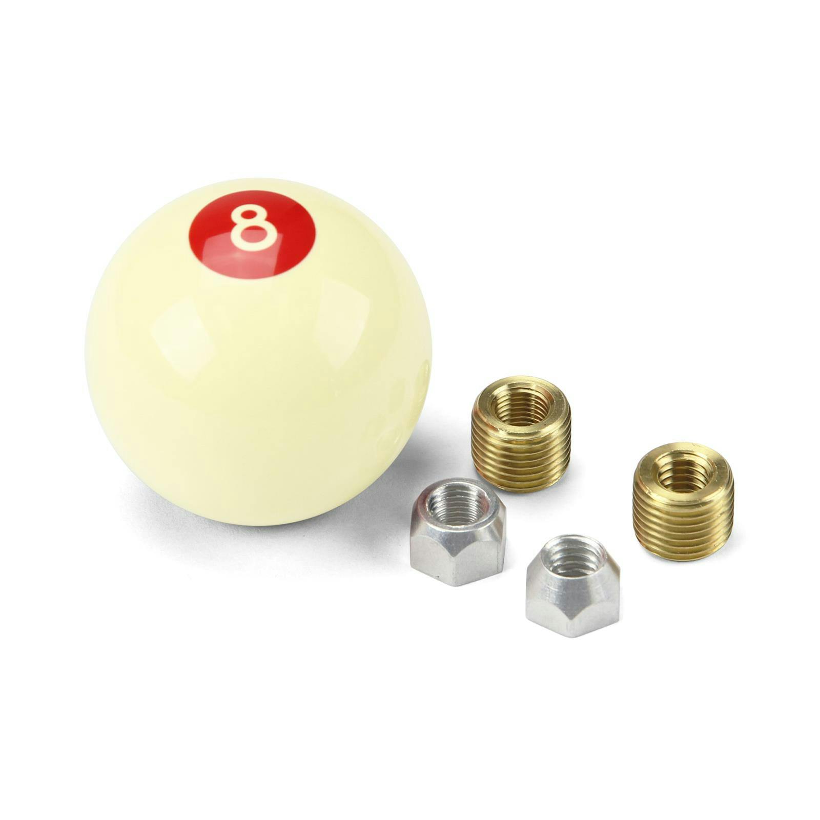 Lokar SK-6886 2-1/4 Inch Red/Ivory 8-Ball Shift Knob, 3/8-24, 3/8-16