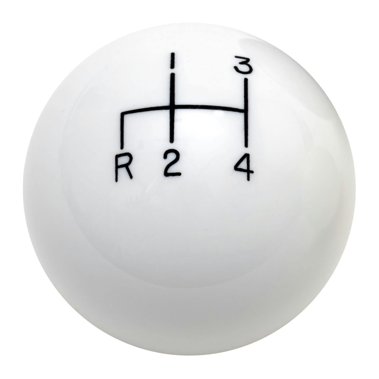 Lokar SK-6891 4-Speed White 2 Inch Shift Knob, 3/8-24, 3/8-16 Thread