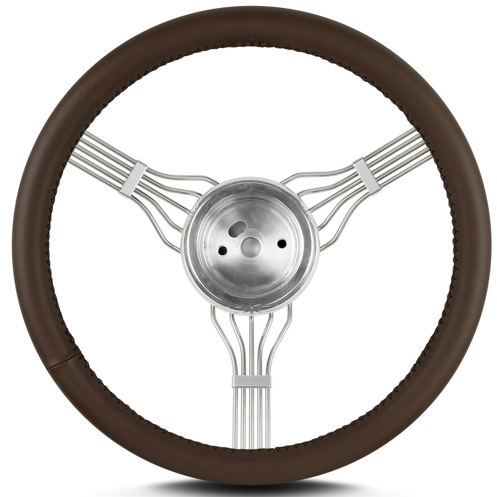 Lecarra 55302 15 Inch Banjo Steering Wheel, GM Hub, Brown Wrap
