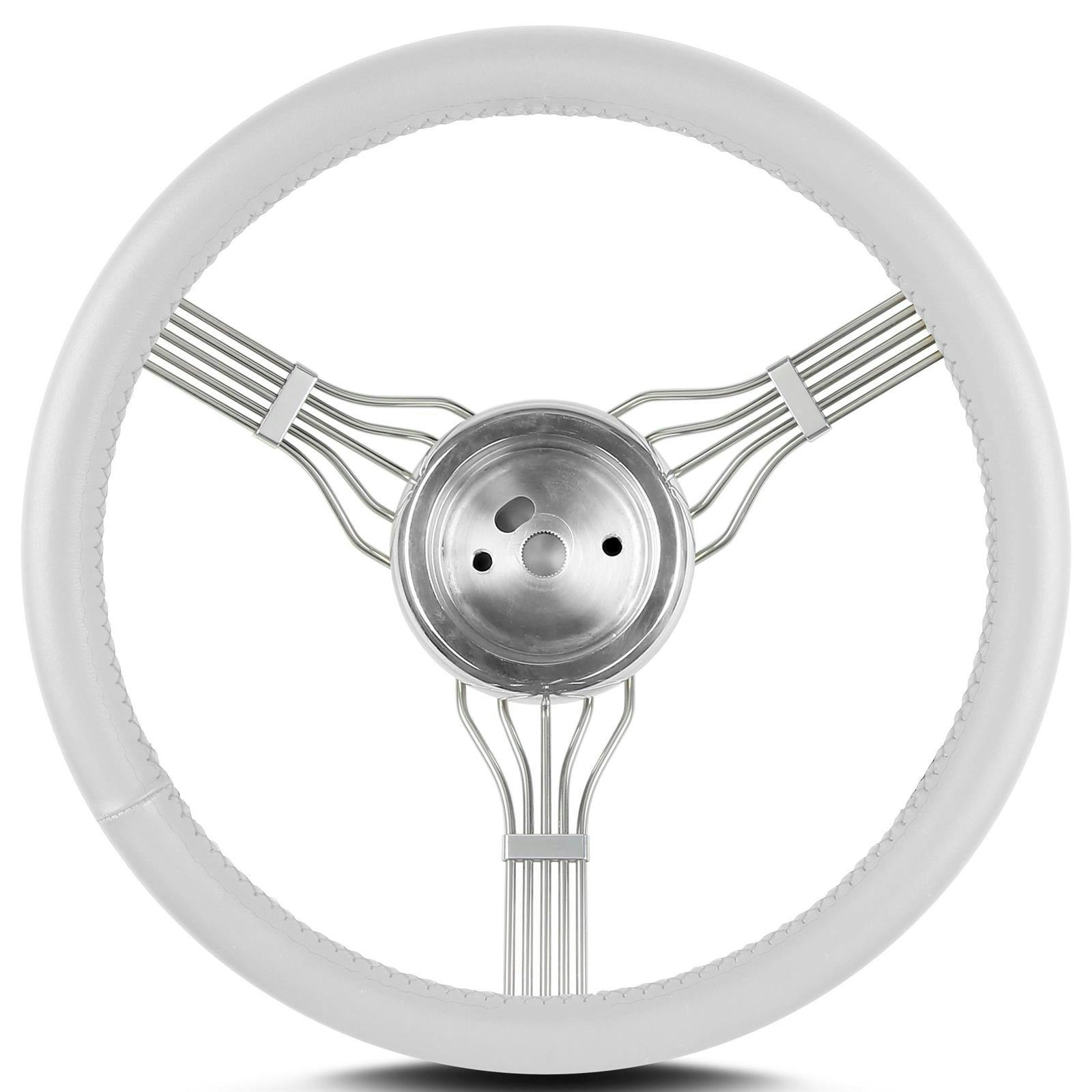 Lecarra 55310 15 Inch Banjo Steering Wheel, GM Hub, White Wrap