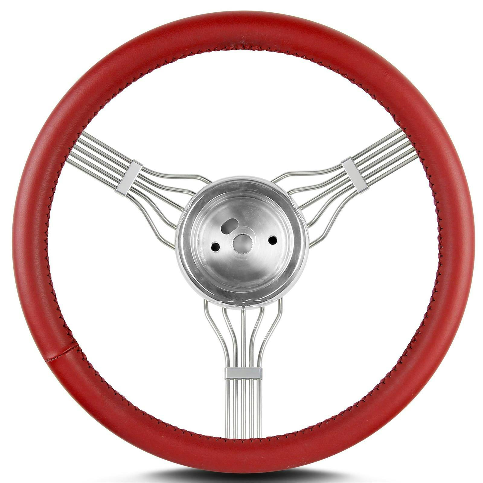 Lecarra 55312 15 Inch Banjo Steering Wheel, GM Hub, Red Wrap