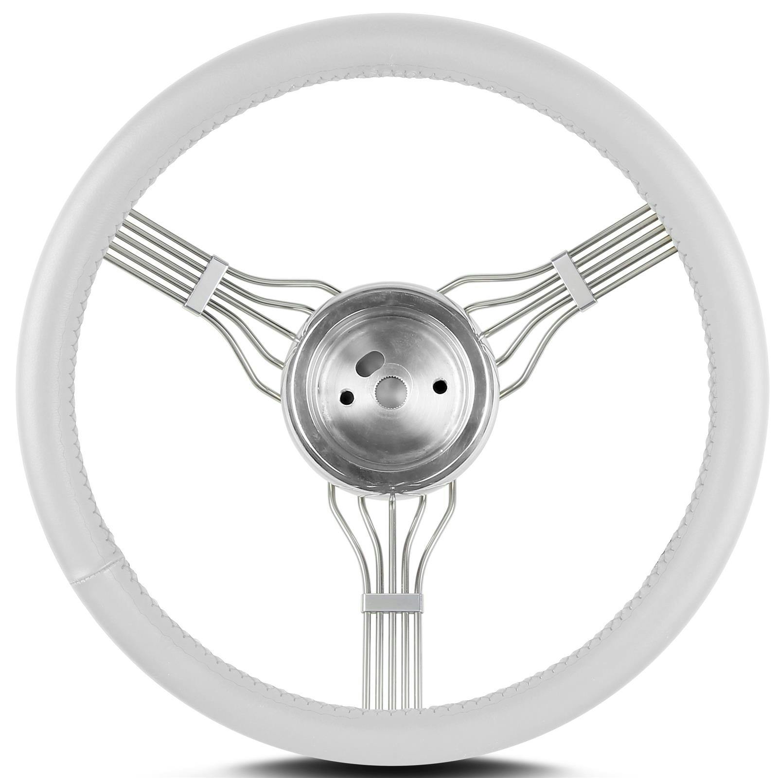 Lecarra 55410 15 Inch Banjo Steering Wheel, Flaming River, White