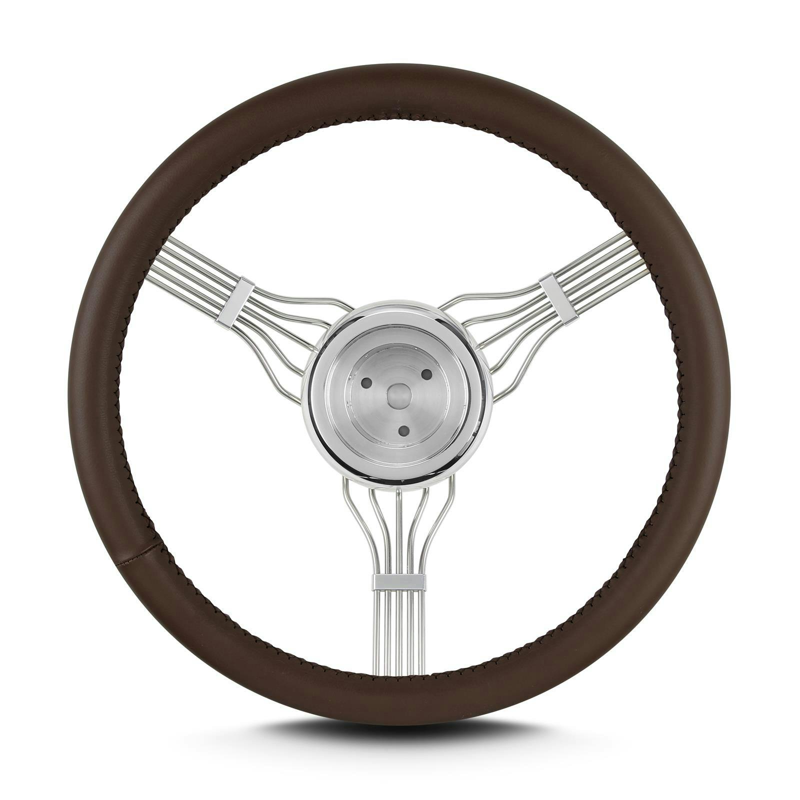 Lecarra 55602 15 Inch Banjo Steering Wheel, 3-Bolt, Brown Wrap
