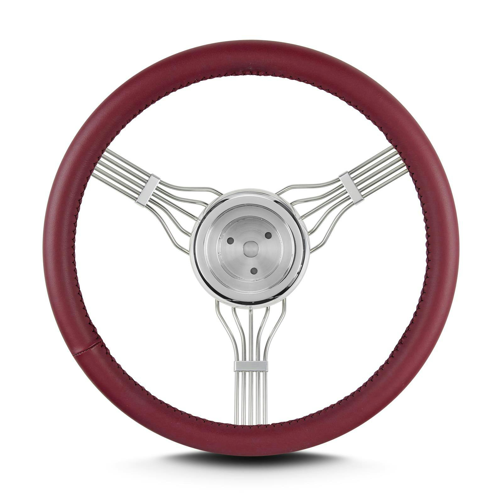 Lecarra 55603 15 Inch Banjo Steering Wheel, 3-Bolt, Burgundy Wrap