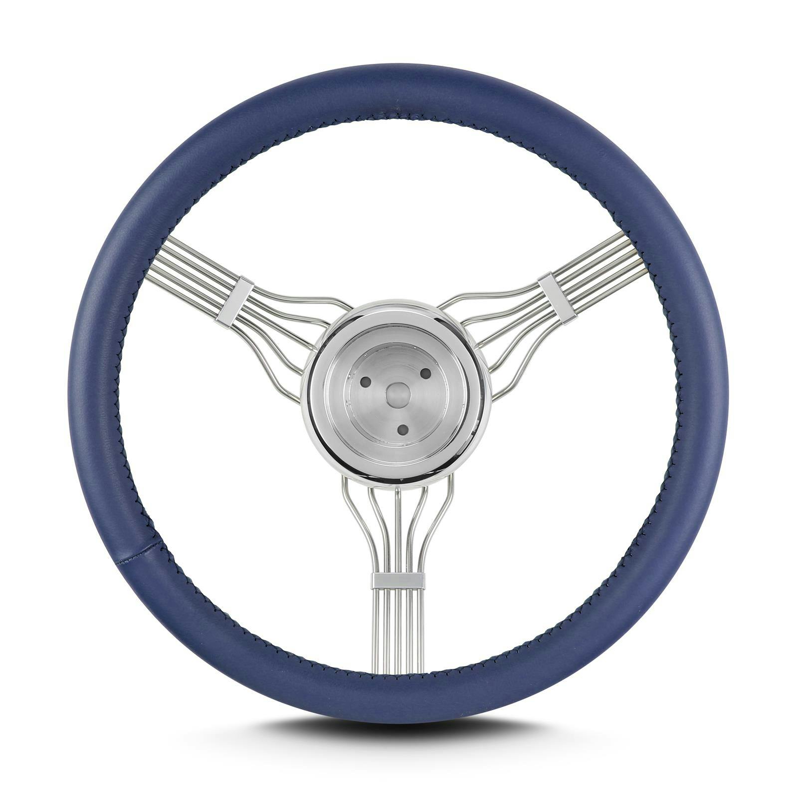 Lecarra 55604 15 Inch Banjo Steering Wheel, 3-Bolt, Blue Wrap