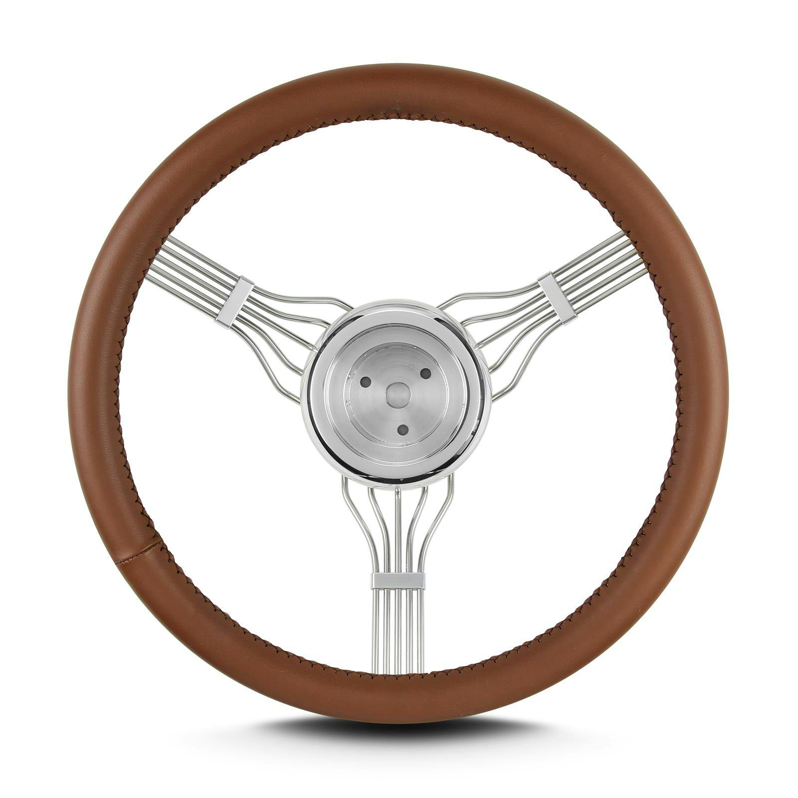Lecarra 55605 15 Inch Banjo Steering Wheel, 3-Bolt, Caramel Wrap