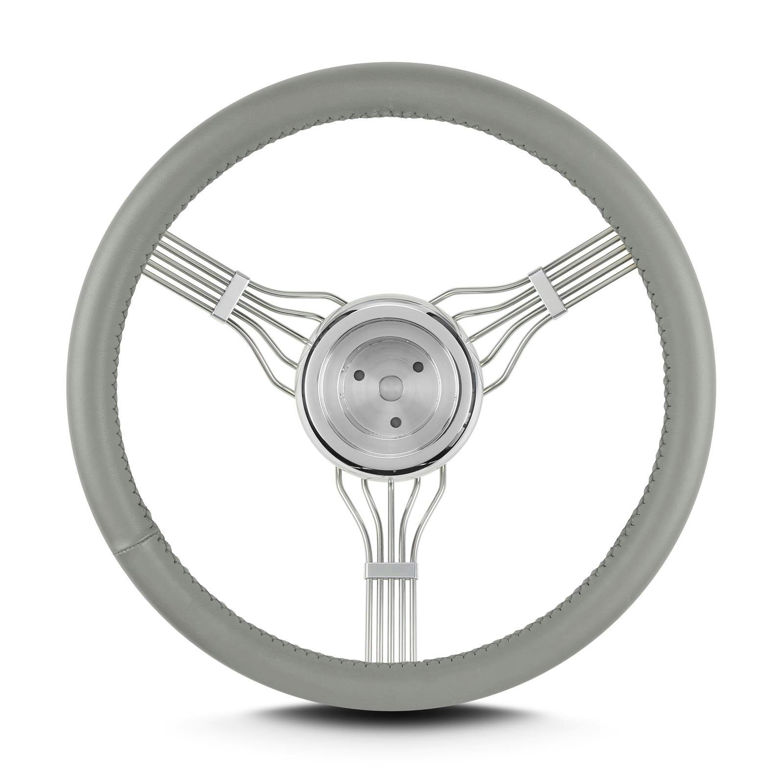 Lecarra 55607 15 Inch Banjo Steering Wheel, 3-Bolt, Light Grey
