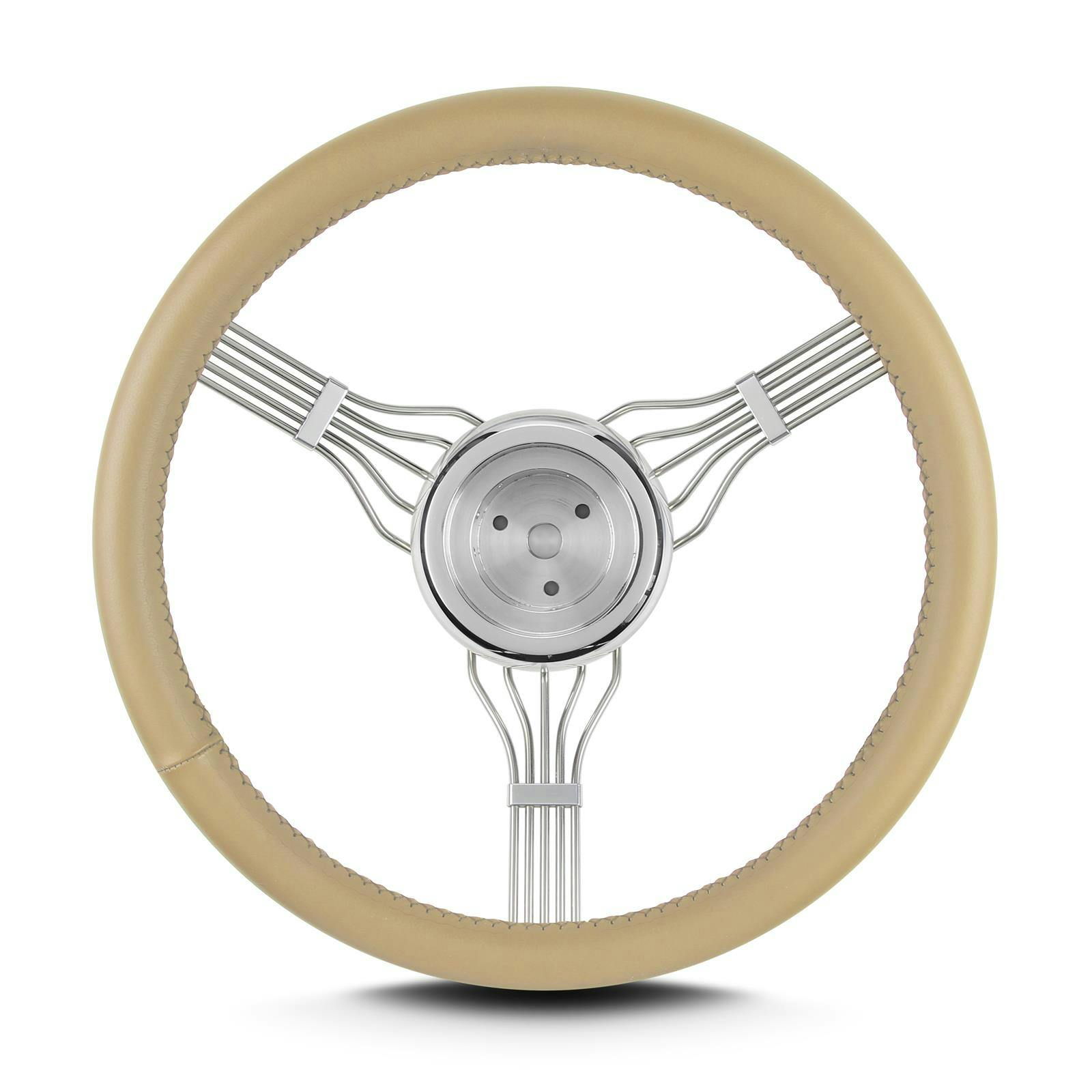 Lecarra 55609 15 Inch Banjo Steering Wheel, 3-Bolt, Tan Wrap