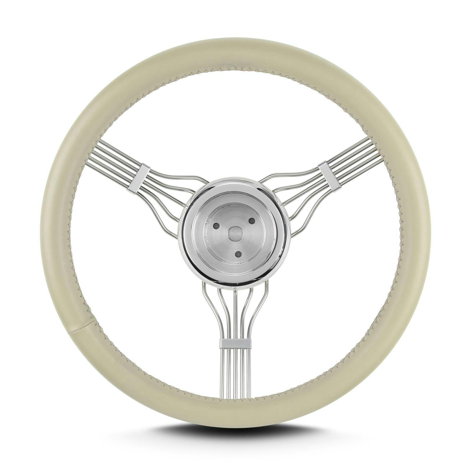 Lecarra 55613 15 Inch Banjo Steering Wheel, 3-Bolt, Bone Wrap