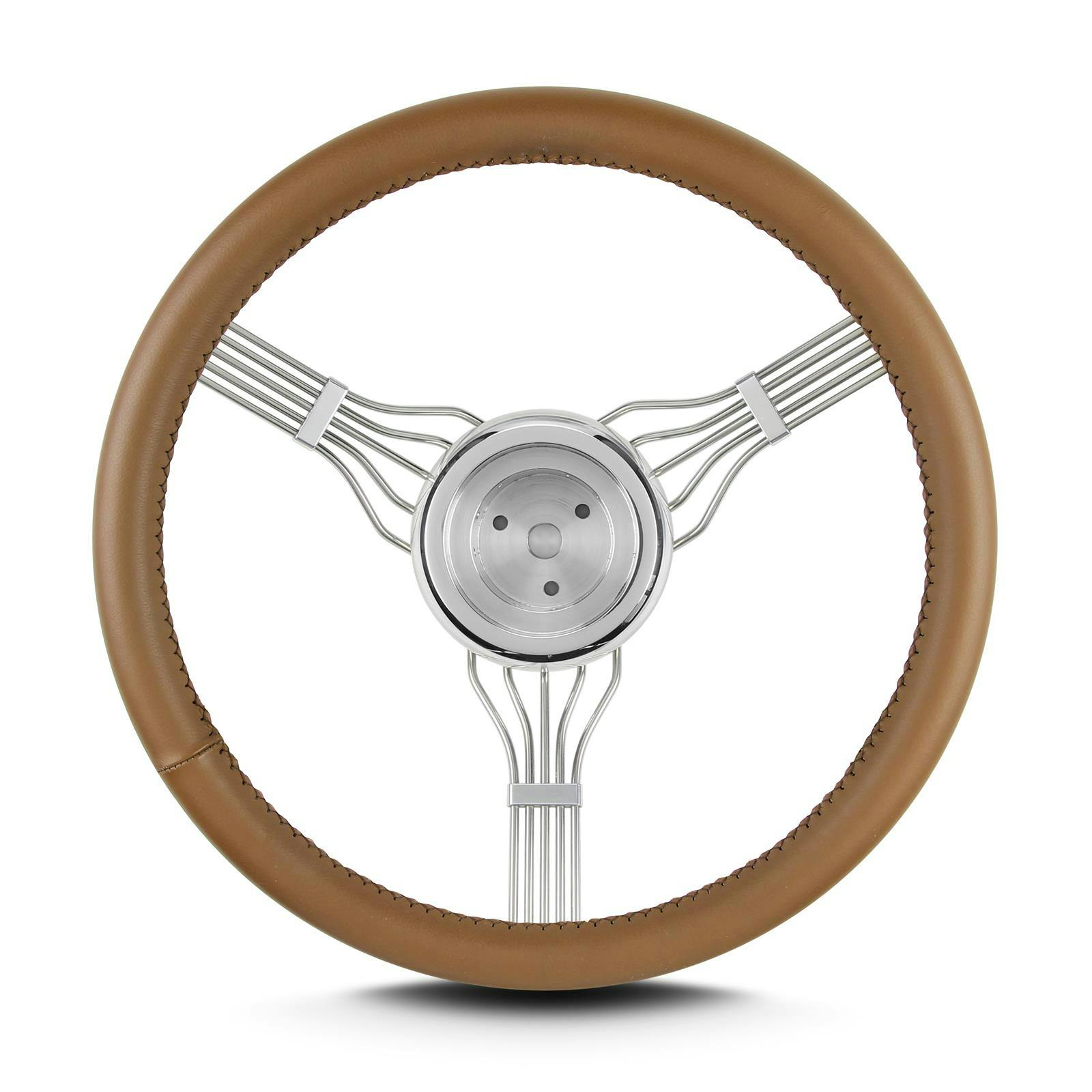 Lecarra 55616 15 Inch Banjo Steering Wheel, 3-Bolt, Chestnut Wrap