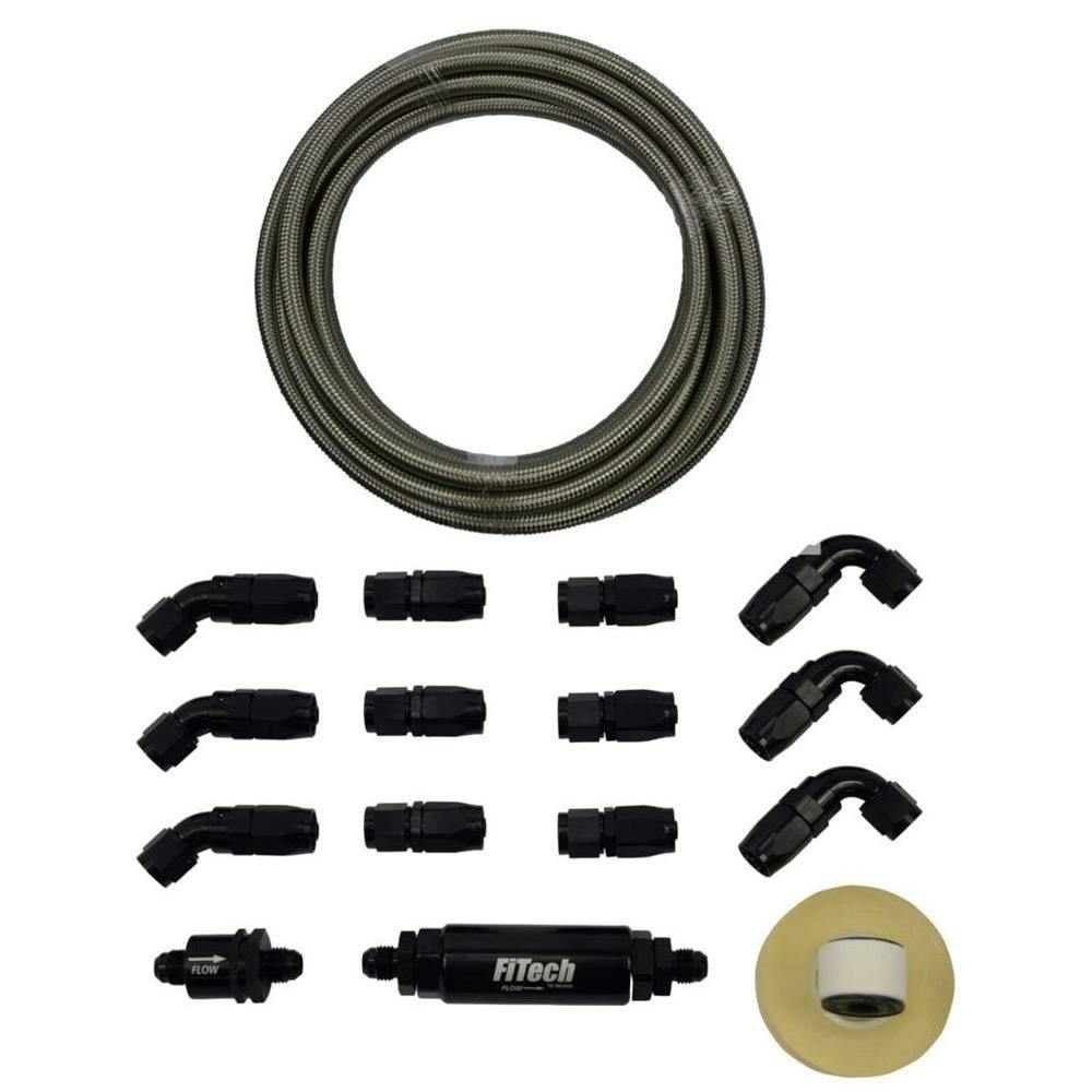 FiTech 51003 Go-Fuel Stainless Steel Braided Fuel Hose Kit, 40ft