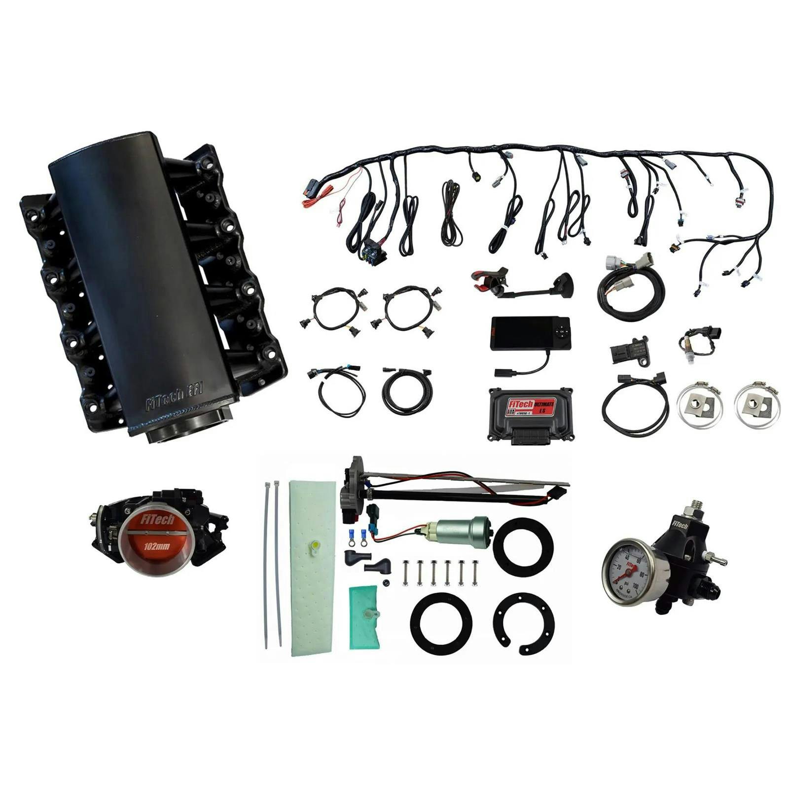 FiTech 76104 LS 750HP EFI, Intake, Trans Control, Pump, Regulator