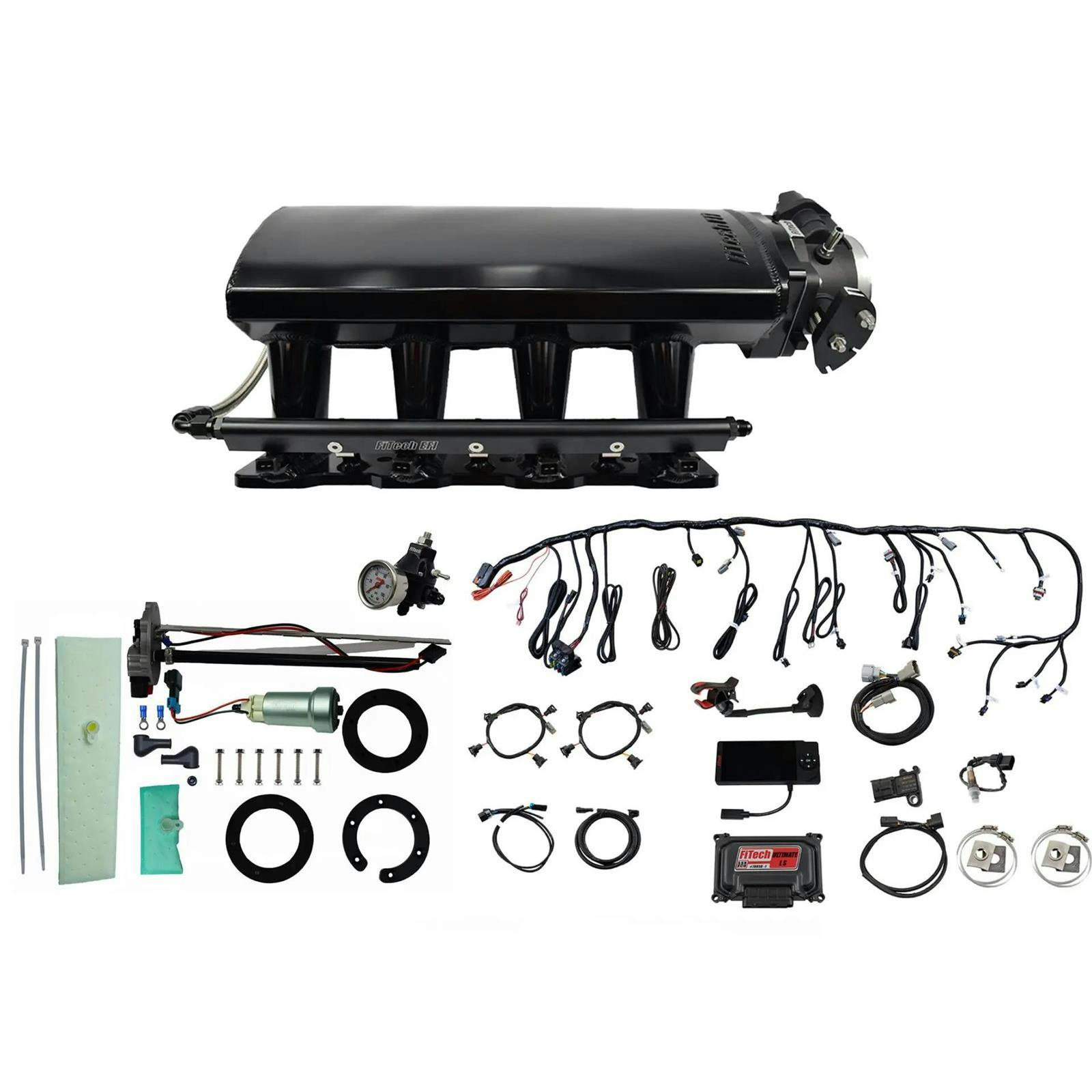 FiTech 76109 LS 750HP EFI, Long Intake, Trans, Pump, Regulator