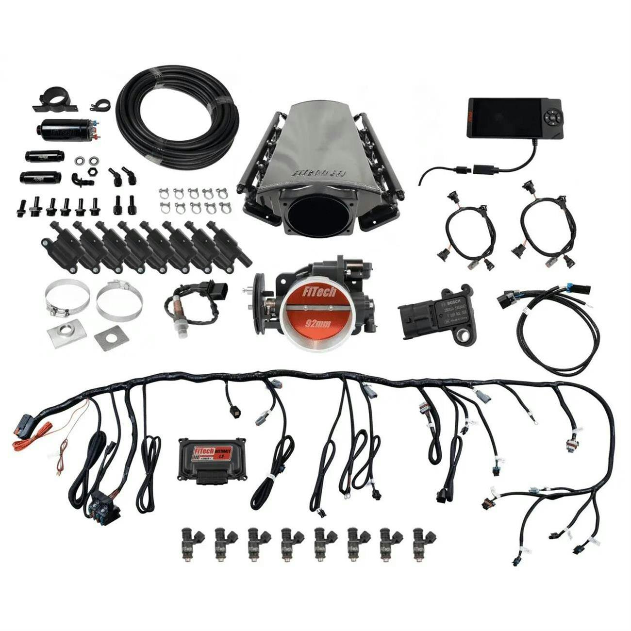 FiTech 79111 LS Kit W/ 70011, Inline Fuel Pump And LED Coil Pack