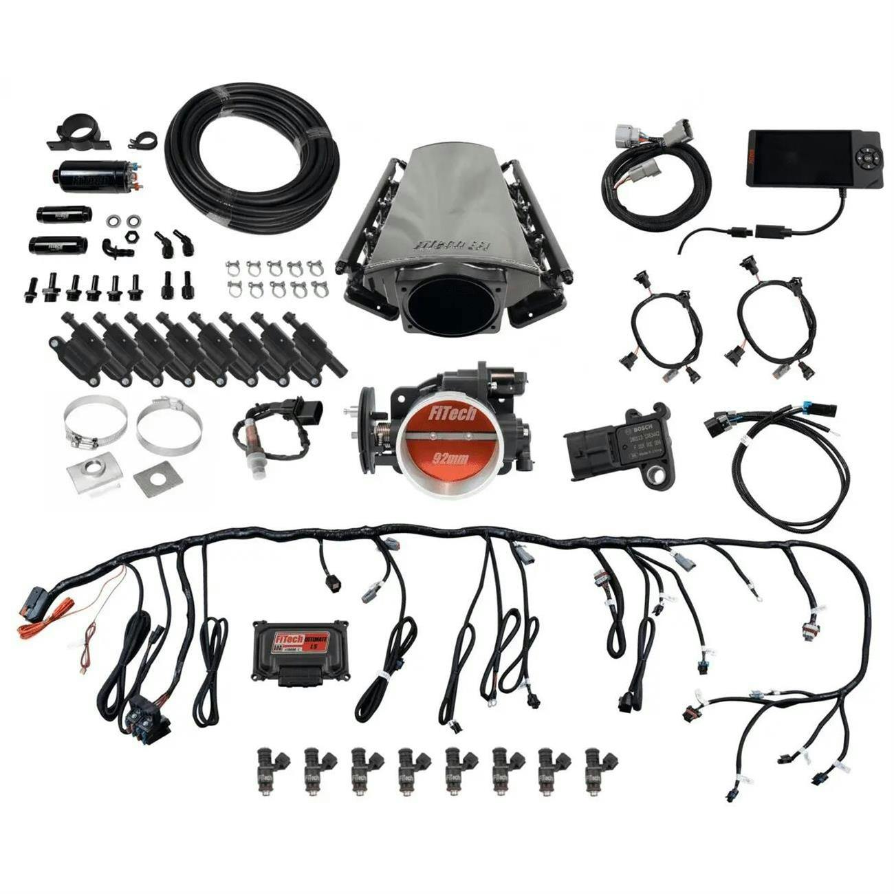 FiTech 79112 LS Kit W/ 70012, Inline Fuel Pump And LED Coil Pack