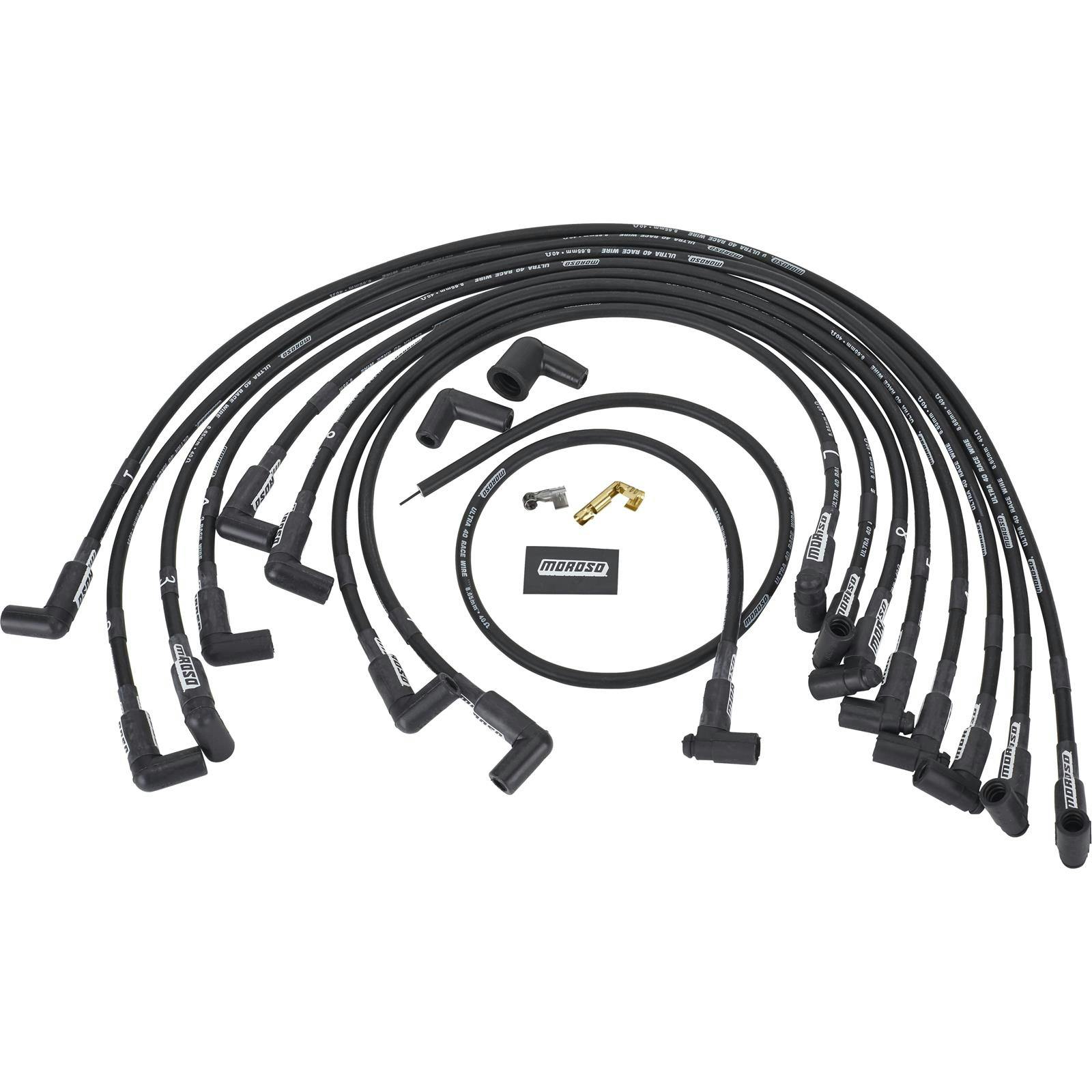 Moroso 28580 Small Block Chevy Custom Wires, 90 Degree, Black