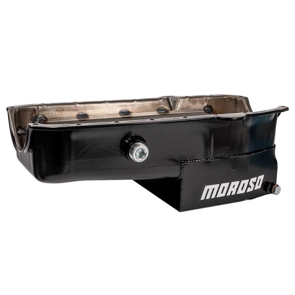 Moroso 21323 Circle Track Oil Pan, 1980-85 Pass. Side Dipstick w/ Plug