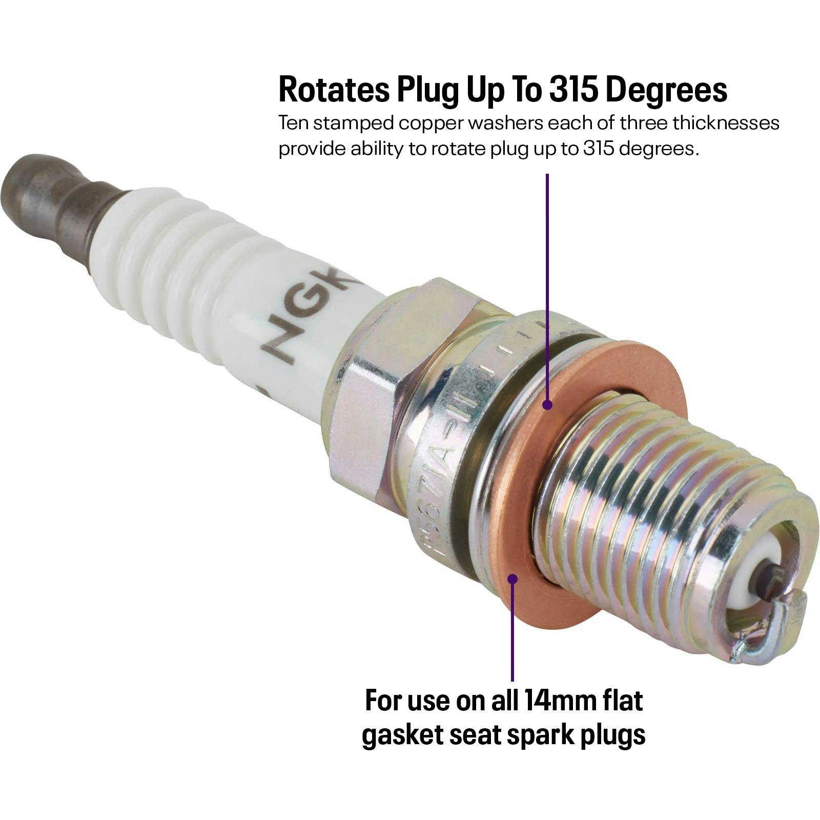 Spark Plug Indexing Washers, 14mm Flat Seat, 30 Pk