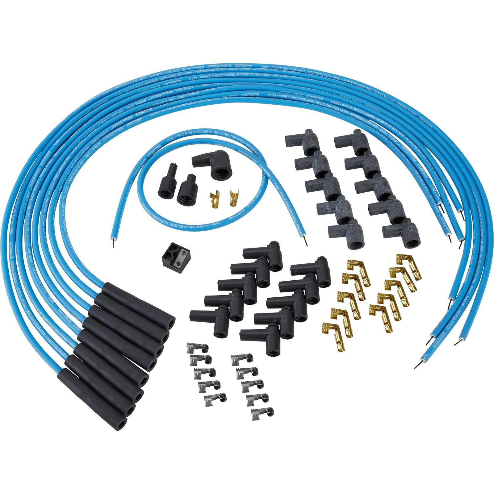 Moroso 73226 8mm Spark Plug Wires, Straight Boot, Spiral Core Blue Max