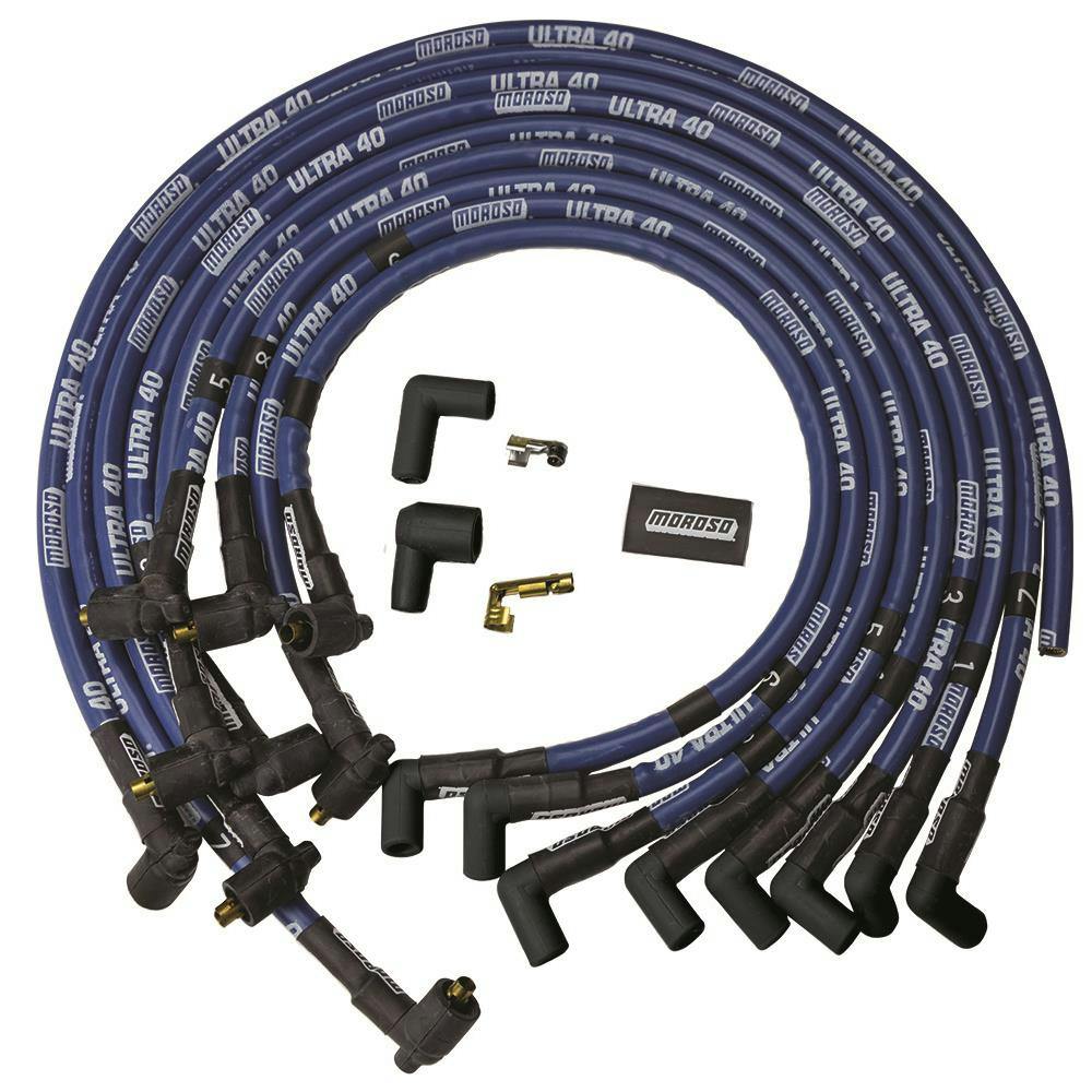 Moroso 73621 Wire Set, Ultra 40, Sleeved, BBC Crab Cap, 90 Deg