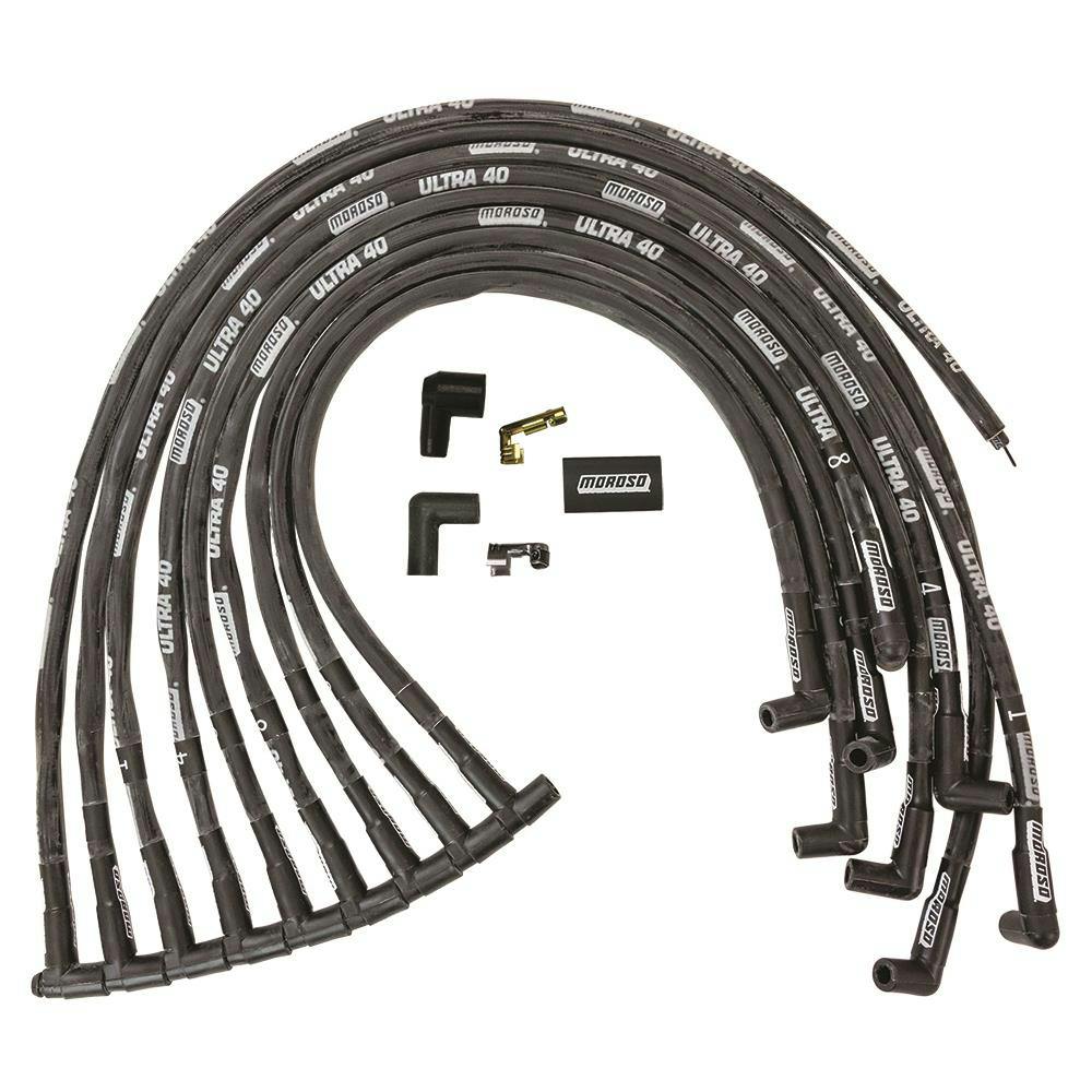 Moroso 73820 Wire Set, Ultra 40, Sleeved, BBC HEI 90 Deg, Black