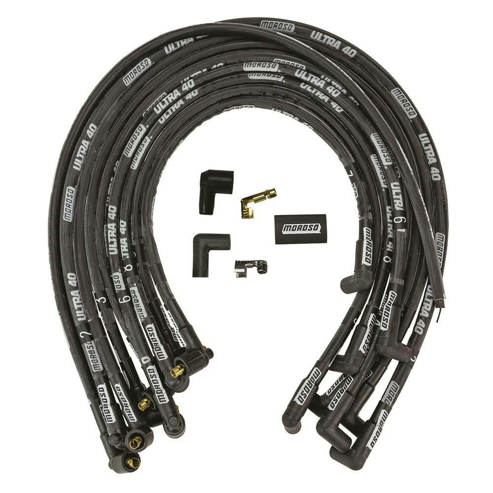 Moroso 73821 Wire Set, Ultra 40, Sleeved, BBC 90 Deg, Black