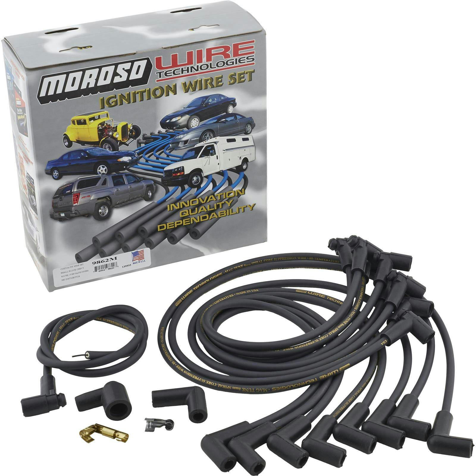 Moroso 9862M Mag-Tune Spark Plug Wires, SBC, Over Valve Covers