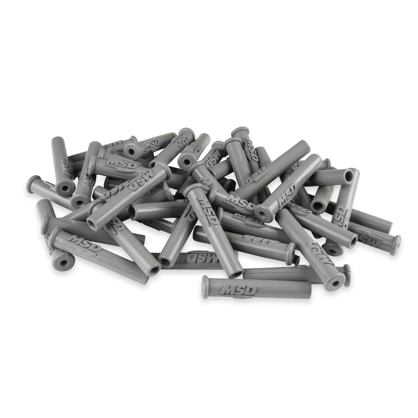 MSD 34564 Straight Spark Plug Boots, Gray, With Logo, 50 Count