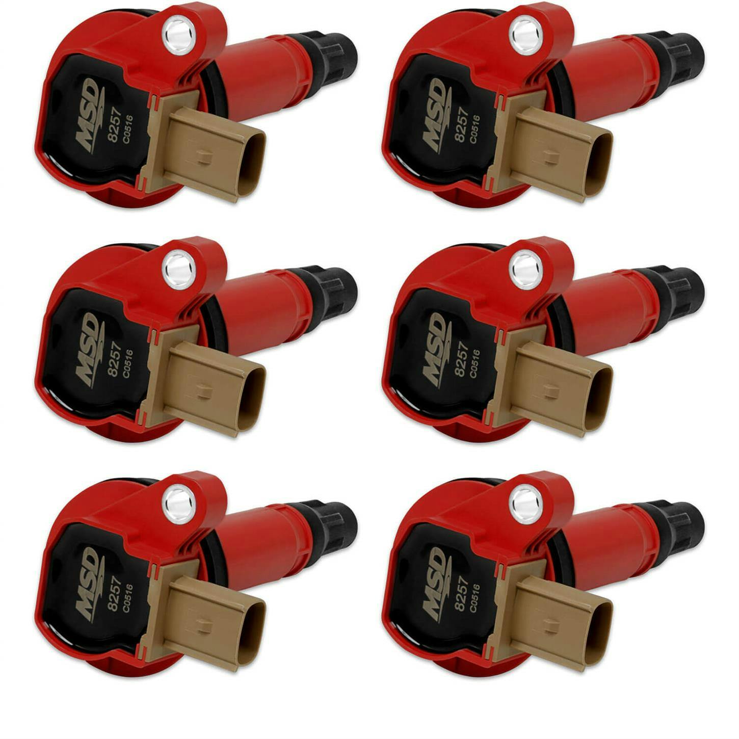 MSD 82576 Ford Red EcoBoost 6-Pack Coils 3.5L V6, 3-Pin Connector