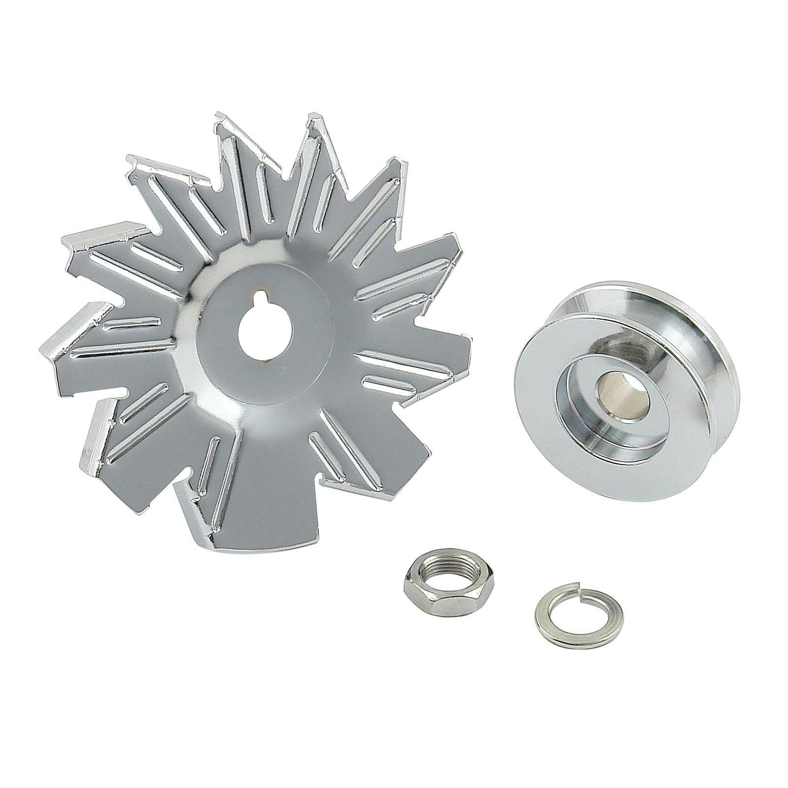 Mr Gasket 6808 Chrome Alternator Fan & Pulley, Single Groove