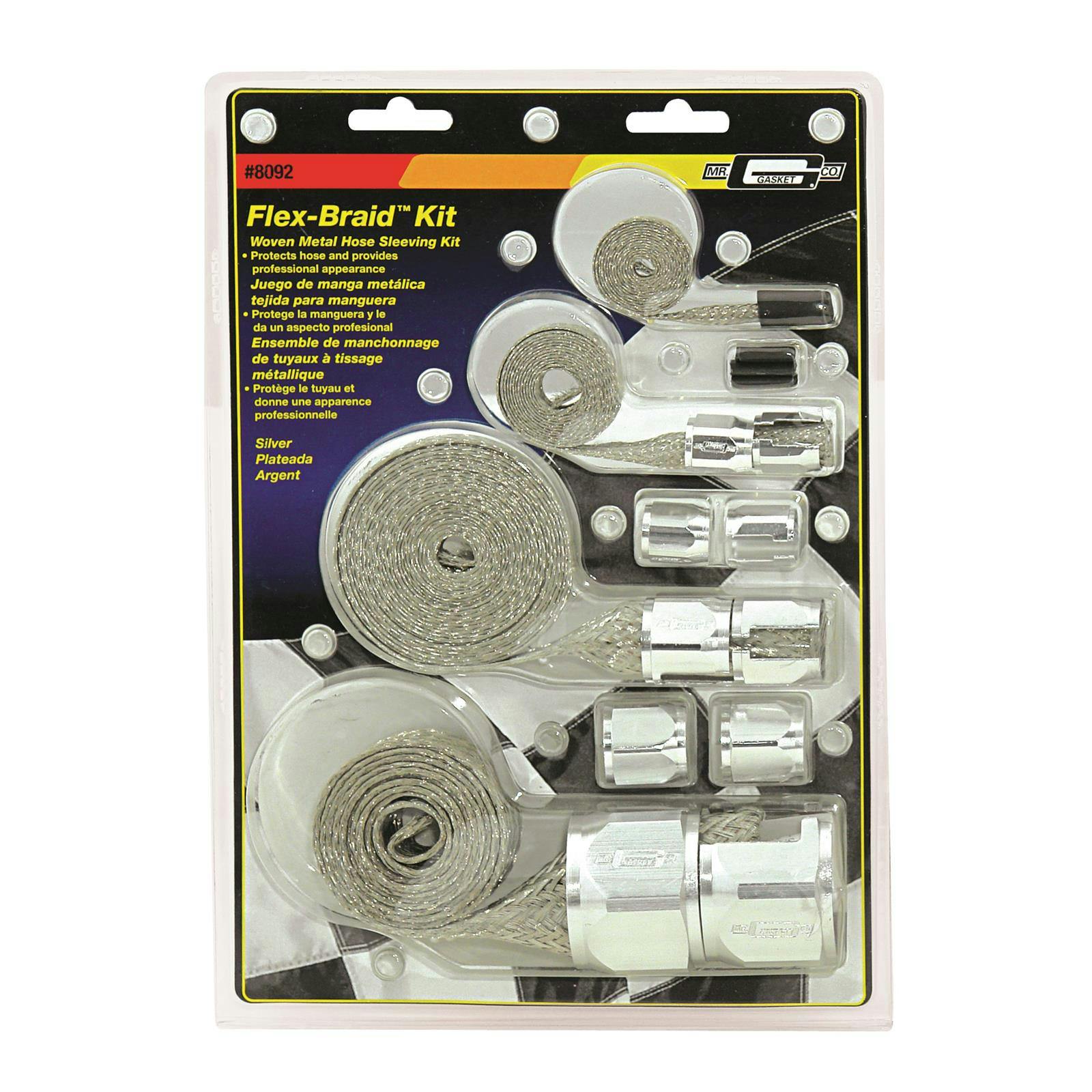 Mr Gasket 8092 Flex Braid Hose Sleeving Kit, Silver