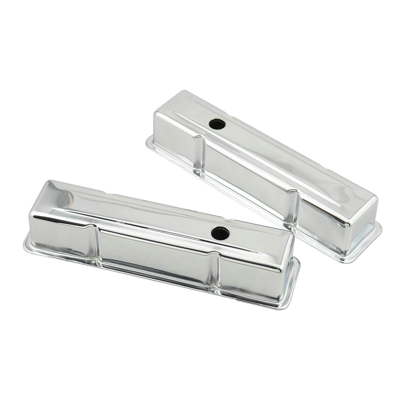 Mr Gasket 9801 Chrome Tall-Style Valve Covers w/o Baffle, SBC 283-400