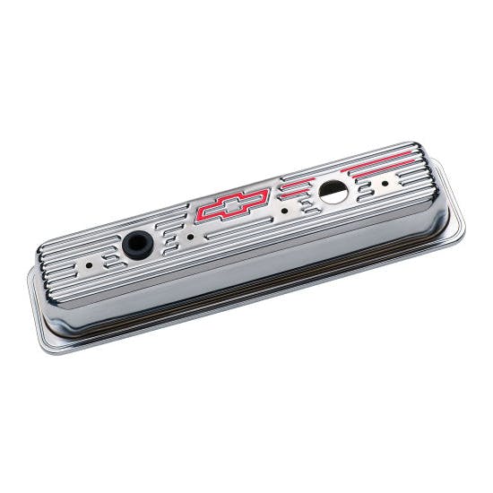 Proform 141-105 S/B Chevy Bowtie Valve Covers, Chrome Ribbed
